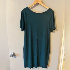 Old Navy dark green ribbed bodycon dress, size large